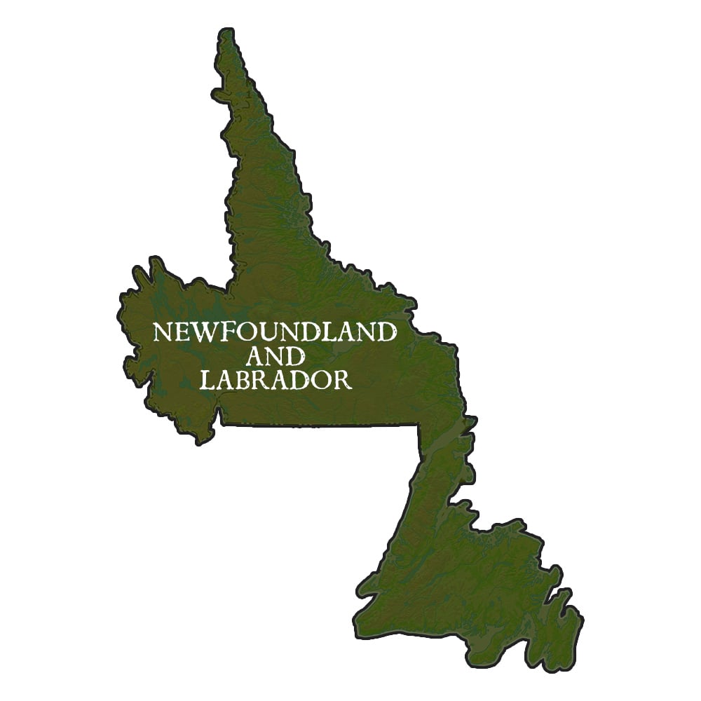 Newfoundland and Labrador Provincial Records Map